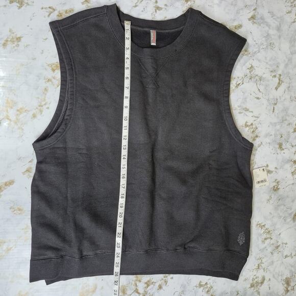 Free People Movement Sweatshirt Tank Pockets Oversized Small Black Logo NEW - Picture 8 of 13
